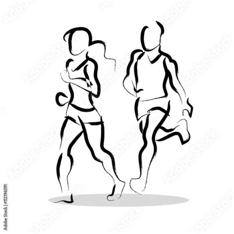 Vector Hand Drawn Fitness People Sketch Athlete Figure Isolated On
