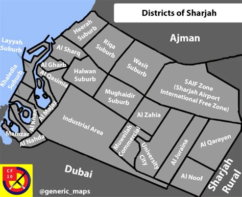 Map Of Sharjah Districts