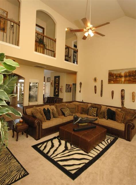 Enchanting Luxurious Living Room With Safari Theme Accentuated With