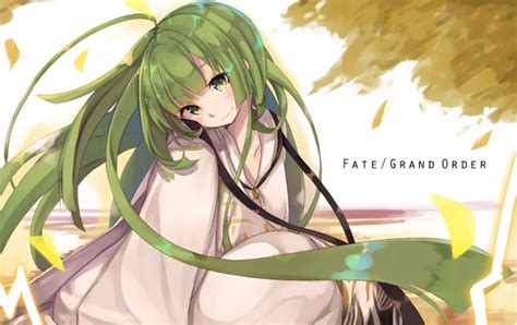 Download 1920x1207 Anime Girl Fate Grand Order Green Hair Petals Wallpapers Wallpapermaiden