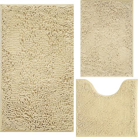 Amazon Com Bath Rugs Chenille 3 Piece Extra Soft And Absorbent Shag