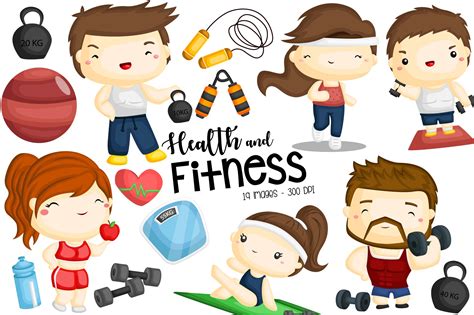Workout Clipart Exercise Clipart Instant Download Fitness Clip Art