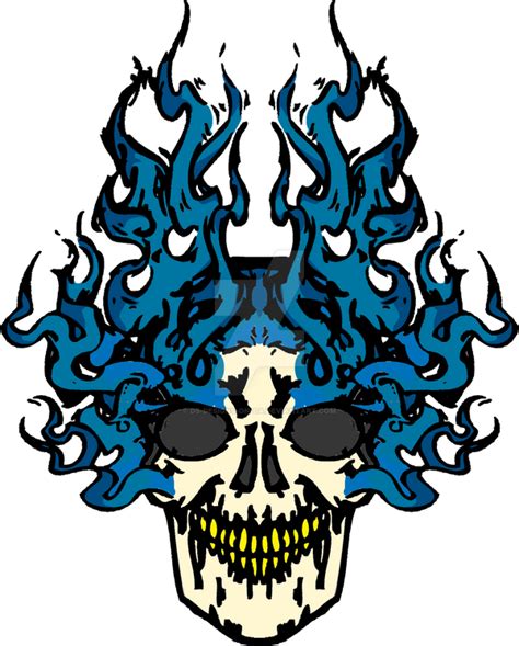 Blue Flaming Skull Design by Ds-Designs-on-DA on DeviantArt png image