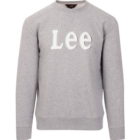 Lee Jeans Retro Regular Fit Crewneck Logo Sweatshirt Grey