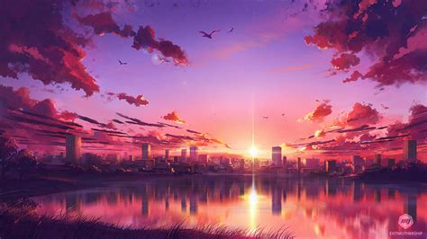 2048x1152 Anime Sunset Scene Wallpaper2048x1152 Resolution Hd 4k