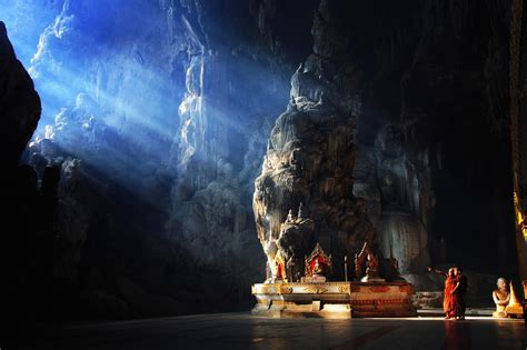 monks, Buddha, Children, Nature, Cave, Buddhism, Rock, Myanmar, Asia ...