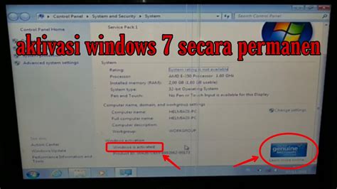 Cara Aktivasi Windows 7 Permanen Tanpa Key Youtube