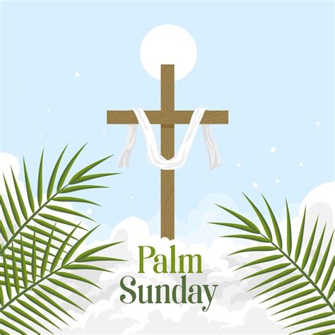 Free Vector Palm Sunday Illustration With Cross