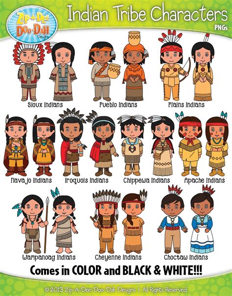 Native American Tribe Characters Clipart Bundle Zip A Dee Doo Dah