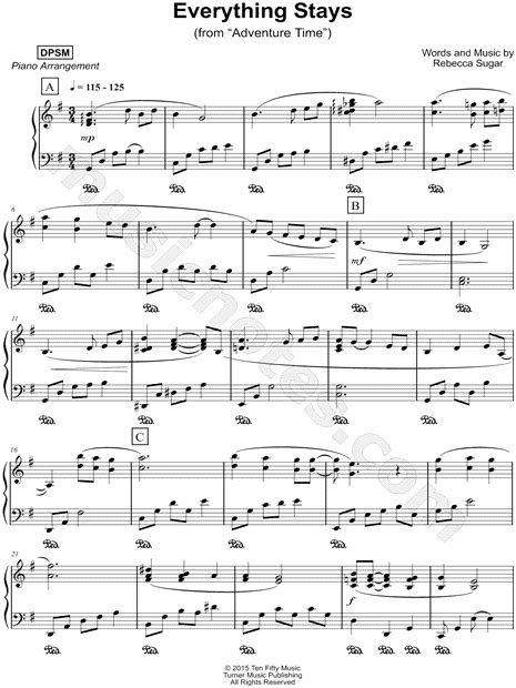 Dpsm Everything Stays Sheet Music Piano Solo In G Major Download