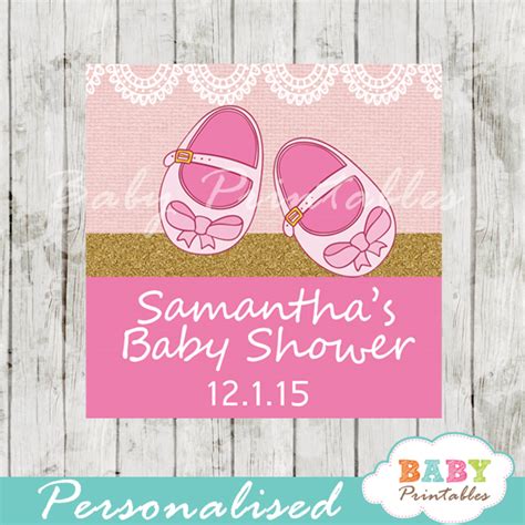 21 ideas for baby shower thank you gifts and favors. Pink Baby Shoes Baby Shower Square Labels - D170 - Baby Printables