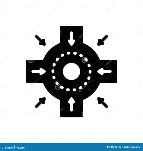 Black Solid Icon For Intersection Crossroad And Point Stock Vector