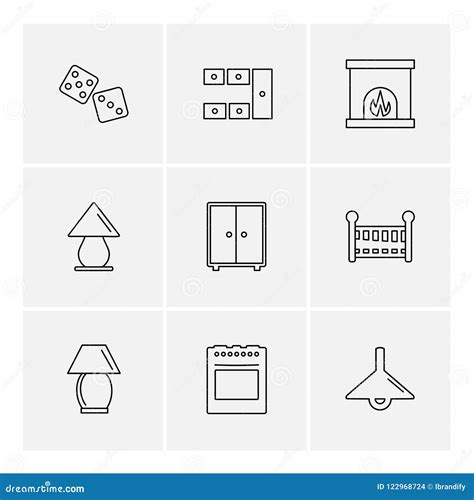 House Furniture Household Items Home Items Eps Icons Set Stock