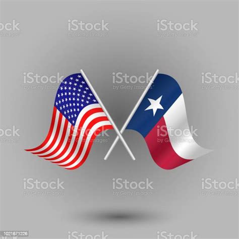 Vector Simple Two Crossed Usa And Texas Flags Stock Illustration