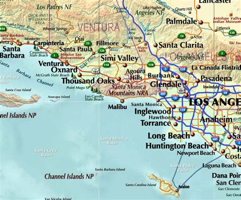 Colorful Southern California Wall Map Etsy