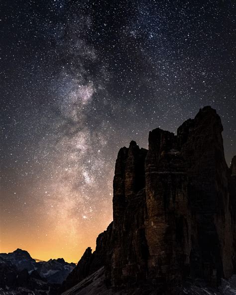 Milky Way Over The Dolomites Tre Cime Rspace