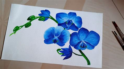 How To Paint Blue Orchid Flowers Step By Step For Beginners 💎