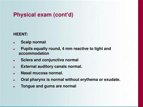 Professional Heent Physical Exam Template Sample In 2022 Exam