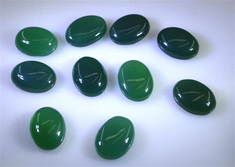 Green Onyx Loose Stone 1 Pieces 12 X 16 Mm Oval Green Cabochon Gemstone