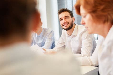 Business Man In Dialogue With Team Stock Image Image Of Meeting