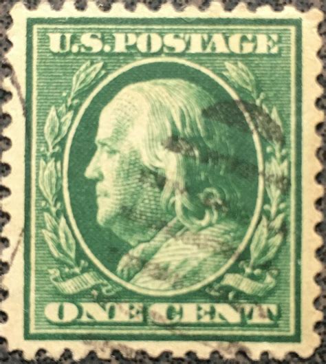 Vintage Scott 374 Us 1910 1 Cent Franklin Postage Stamp Perf 12 Ebay