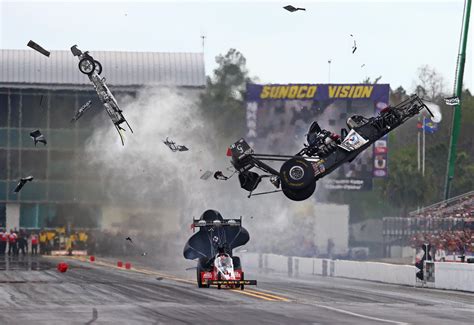 Larry Dixons Top Fuel Dragster Crashes During Qualifying For The 2015