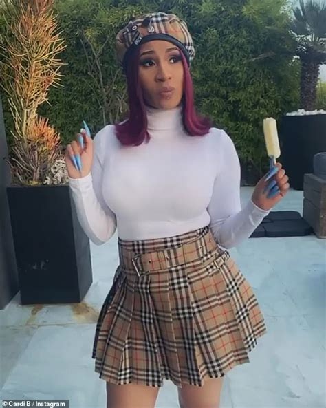Cardi B Wears A Matching Burberry Skirt And Hat With Daughter Kulture