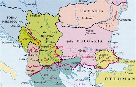 This map shows a combination of political and physical features. Territorial changes in the Balkans due to the 2nd Balkans ...