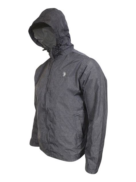 u s polo association men s zip front hooded windbreaker jacket