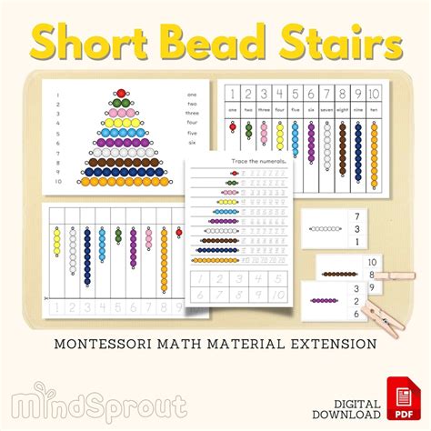 Colored Short Bead Stair Montessori Math Material Counting Etsy