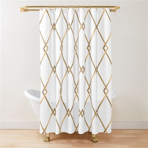 Geometric Gold Pattern Design 015 Shower Curtain For Sale By