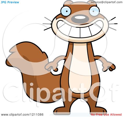 Cartoon Of A Grinning Slim Squirrel Royalty Free Vector Clipart By