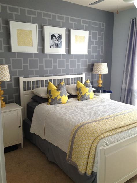 See more ideas about yellow bedroom, room, nursery. Another shot of grey and yellow | Grey bedroom decor, Gray ...