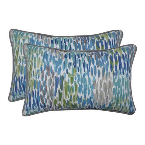 Set Of 2 Blue And White Contemporary Rectangular Throw Pillow 185