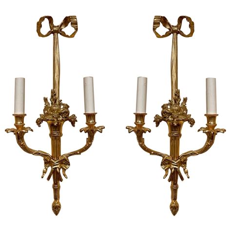 Pair Antique French Louis Xvi Bronze D Ore Wall Sconces Circa 1900 For Sale At 1stdibs