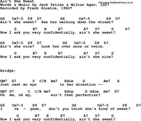 Song Lyrics With Guitar Chords For Aint She Sweet Frank Sinatra 1962