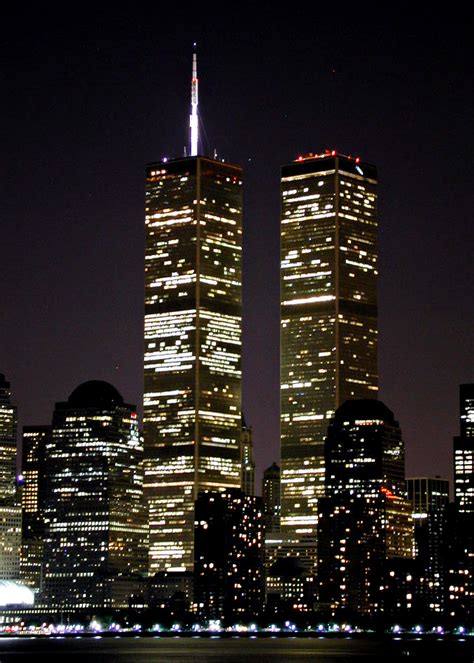 Filewtc Twin Towers Night July 2001 Wikipedia