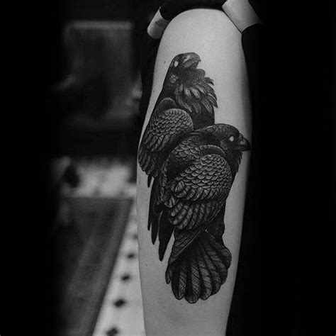 60 Odins Ravens Tattoo Designs For Men Huginn And Muninn Ideas