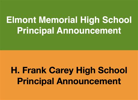 Principal Announcements For Elmont Memorial And H Frank Carey High