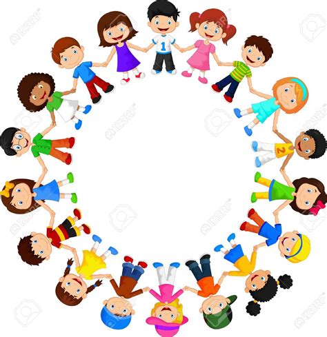 Circle Of Happy Children Different Races Royalty Free Cliparts Vectors