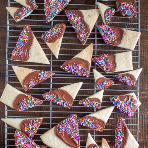 Chocolate Dipped Shortbread Decorated With Sprinkles