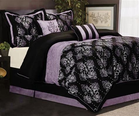 7 Pcs Madelena Majestic Floral Comforter Set Bed In A Bag Queen Black