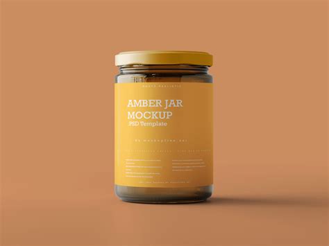 Free Amber Glass Jar Mockups 03 Free Mockup