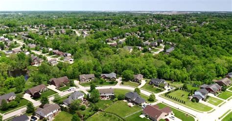 Drone Shot Of Neighborhood In Boone County Kentucky Buildings Stock