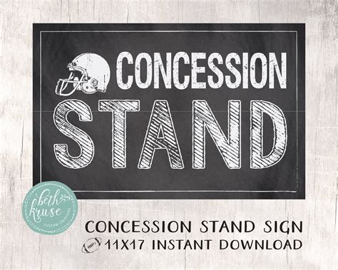 Concession Stand 11x17 Printable Sign Instant Download Chalkboard