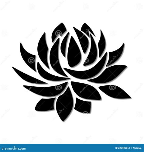 Vector Black Silhouette Of A Lotus Flower Stock Vector Illustration