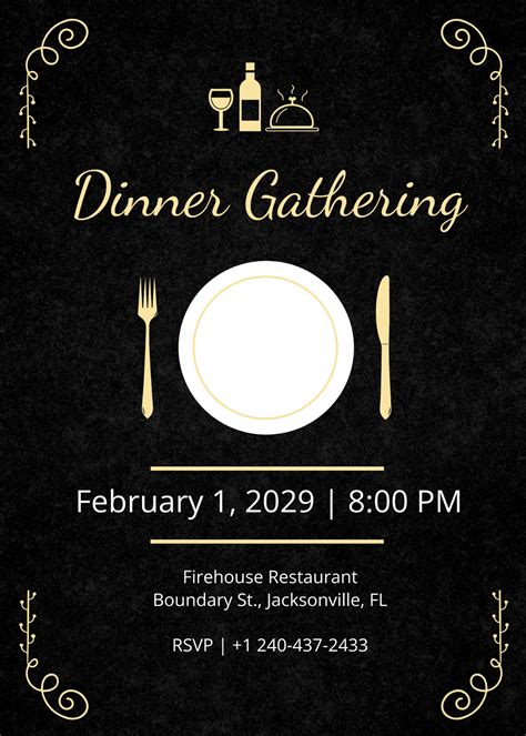 Free Dinner Invitation Edit Online And Download