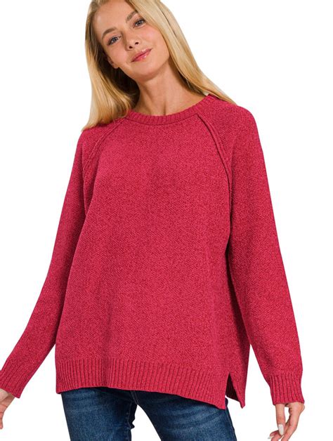 Dark Red Chenille Sweater Real Diva Designs