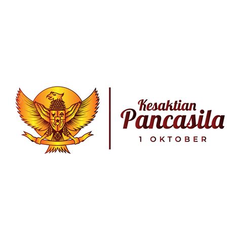 Kesaktian Pancasila Emblem Eagle Gold With Text Pancasila Eagle