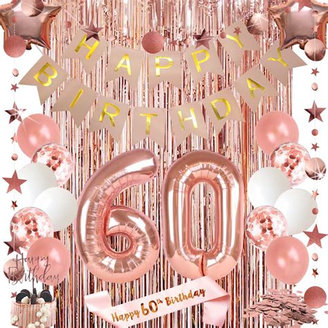 Buy 60th Birthday Decorations For Women Happy Birthday Banner Cake